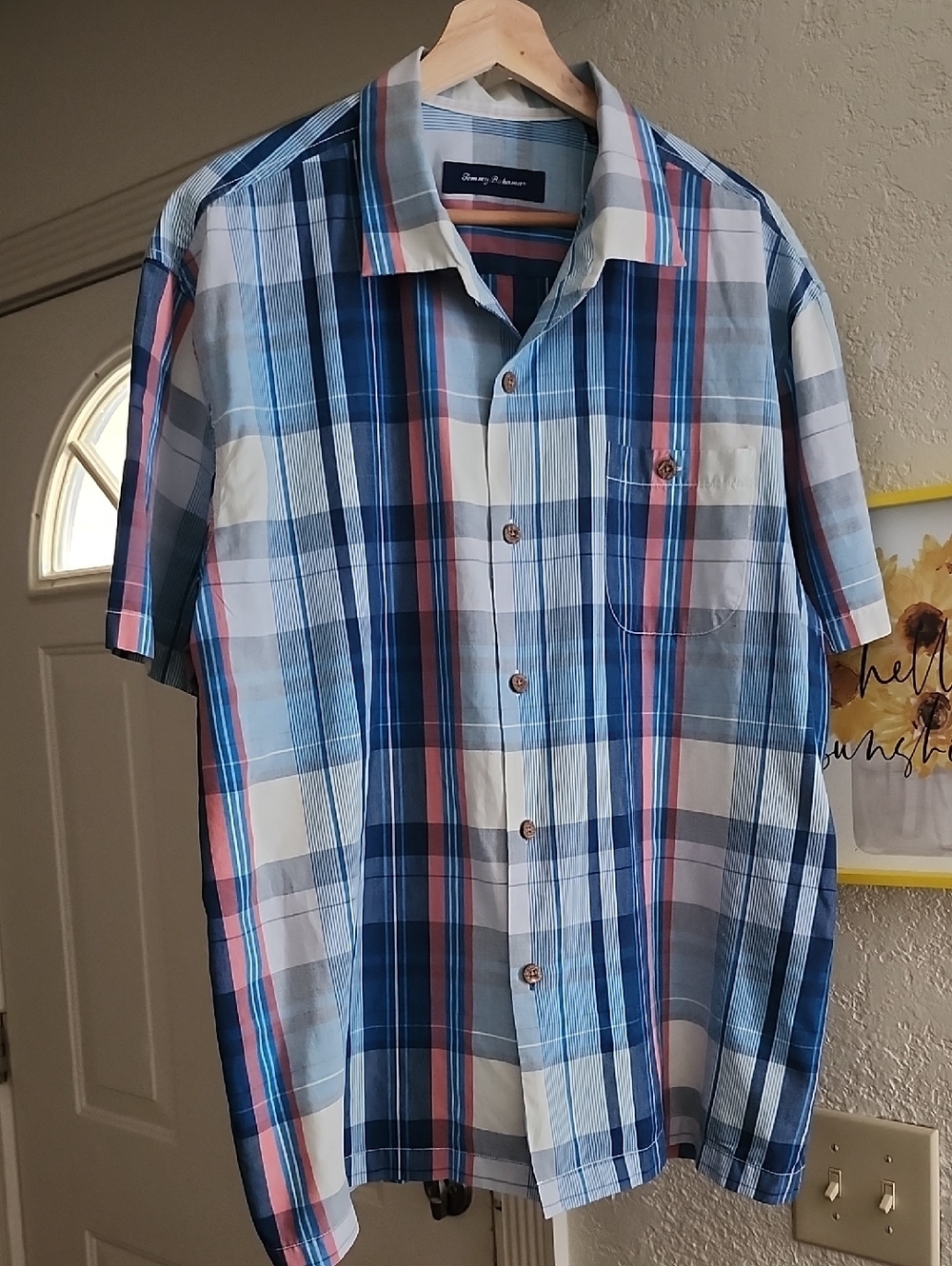 Tommy Bahama Island Zone Silk Blend Plaid Camp Shirt XL Tropical Coastal Preppy